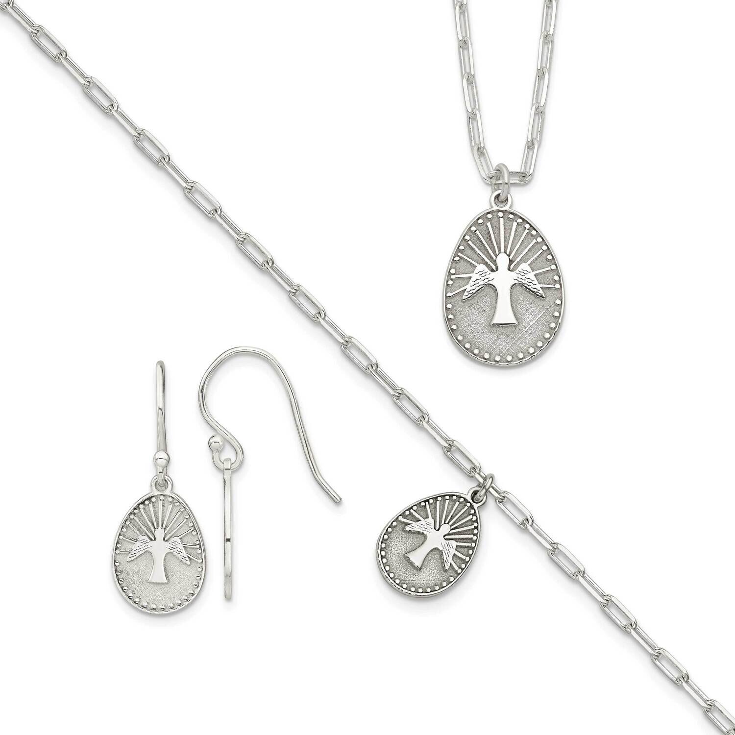 Dove Necklace Bracelet Earrings Set 16 Inch Sterling Silver QST263, MPN: QST263,