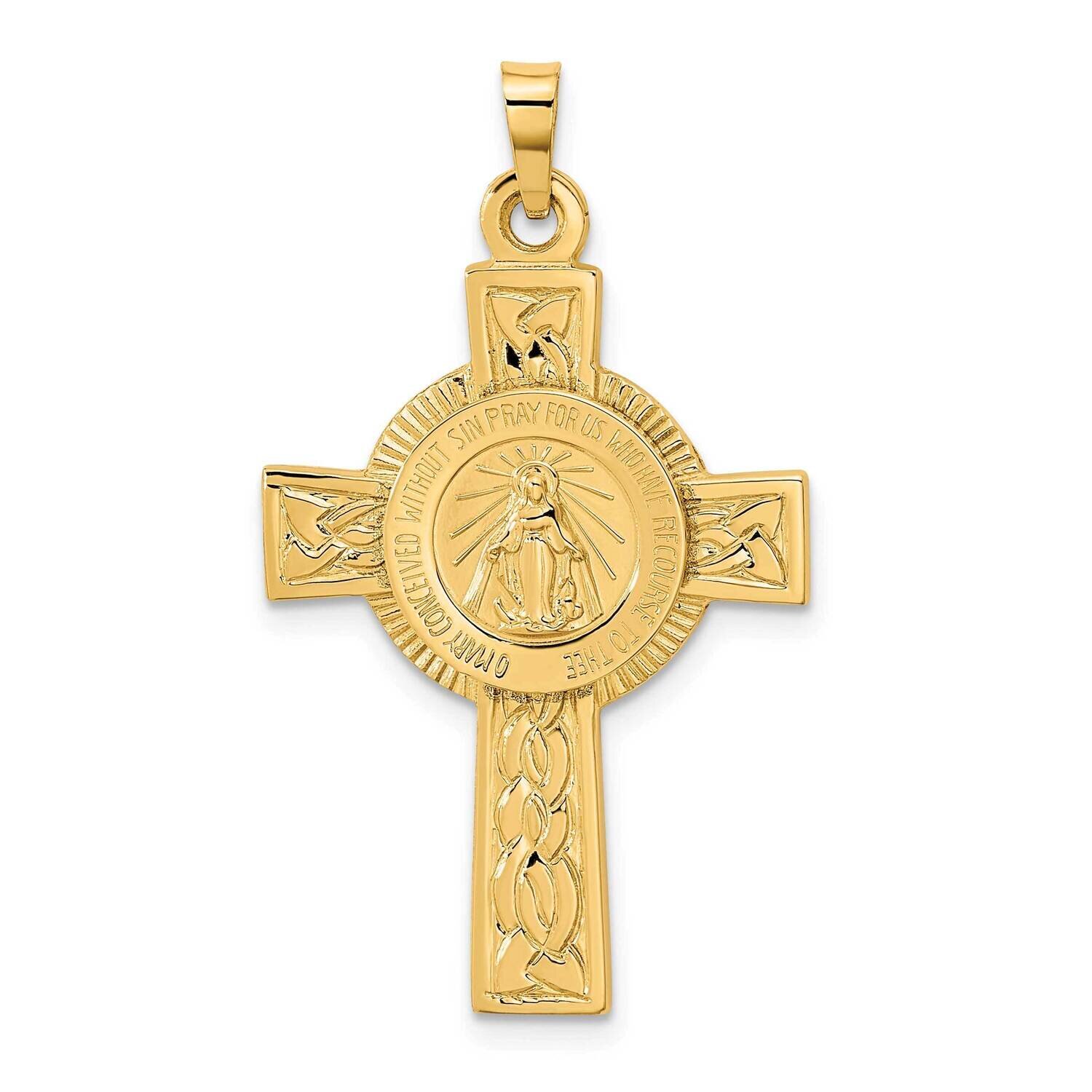 Cross with Miraculous Medal Pendant 14k Gold REL104