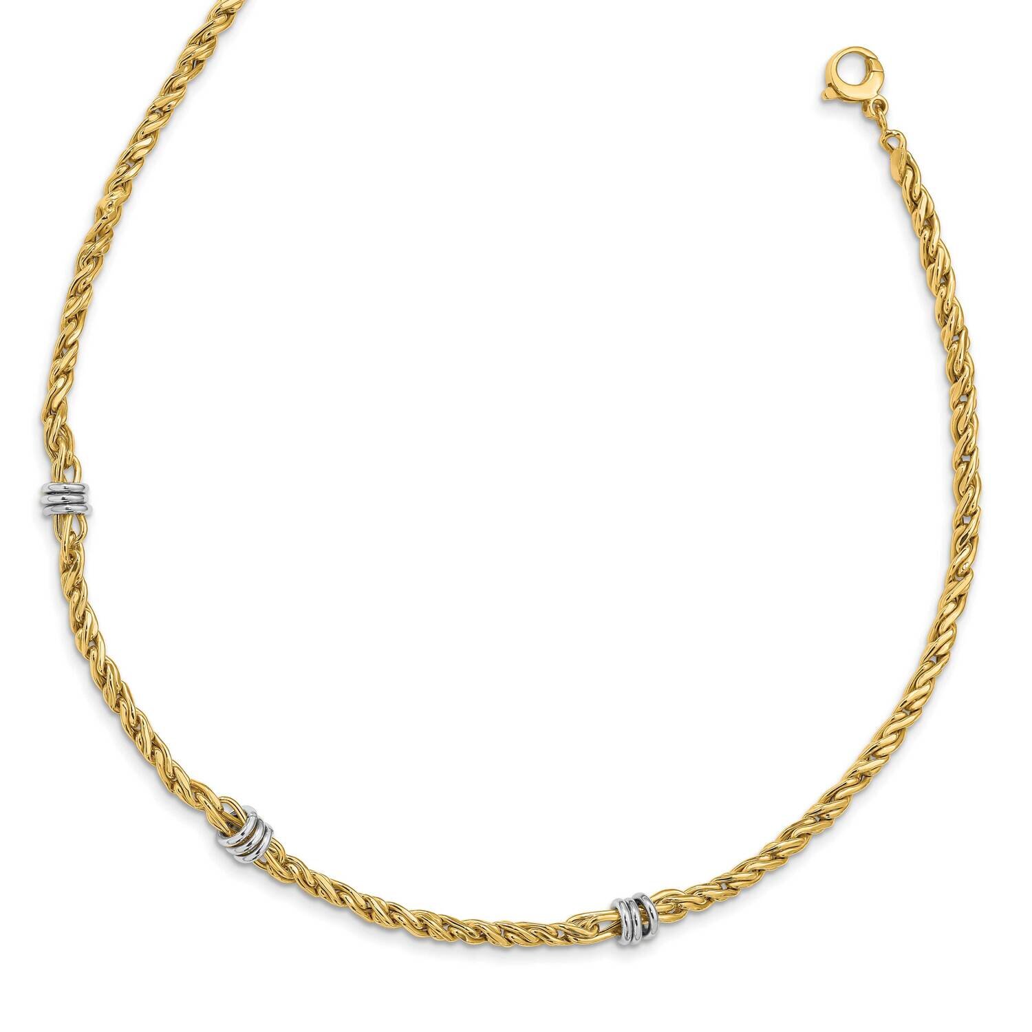 Twisted Fancy Link 18 Inch Necklace 14k Two-Tone Gold Polished SF2801-18