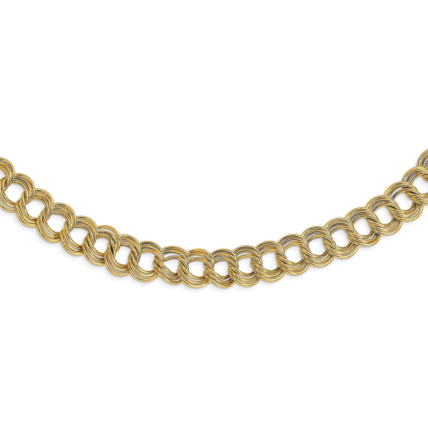 Fancy Triple Link Necklace 18 Inch 14k Gold Polished SF2803-18, MPN: SF2803-18, 883957928975