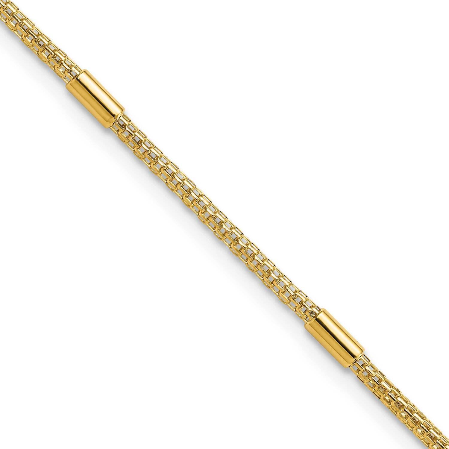 Mesh Fancy Link Bracelet 14k Gold Polished SF2807-7.25