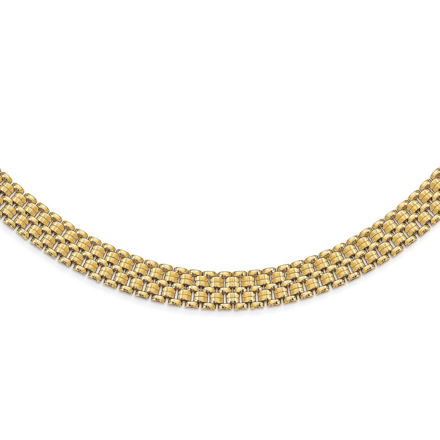 Brushed and Polished Basket Weave Pattern 17 Inch Necklace 14k Gold SF2814-17, MPN: SF2814-17, 8839…