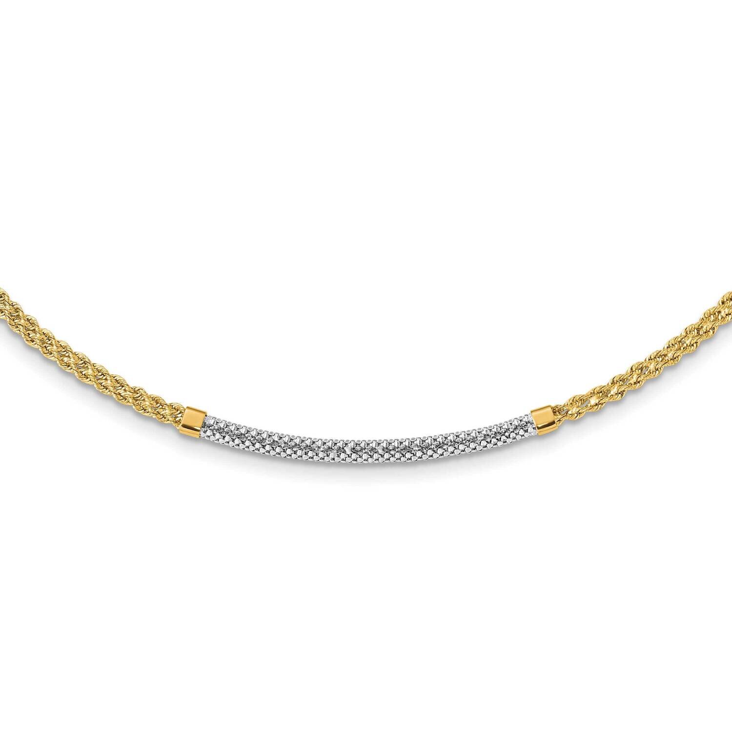 Twisted Fancy Necklace 18 Inch 14k Gold &amp; White Rhodium Diamond-Cut SF2816-18, MPN: SF2816-18, 8839…