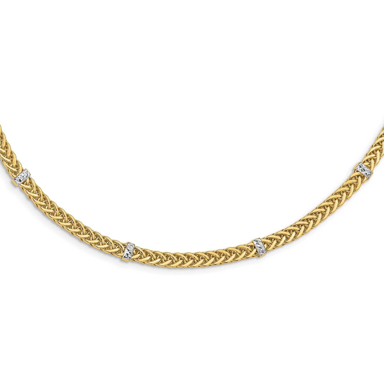 White Rhodium Polished Diamond-Cut Flat Wheat Necklace 18 Inch 14k Gold SF2818-18, MPN: SF2818-18, …