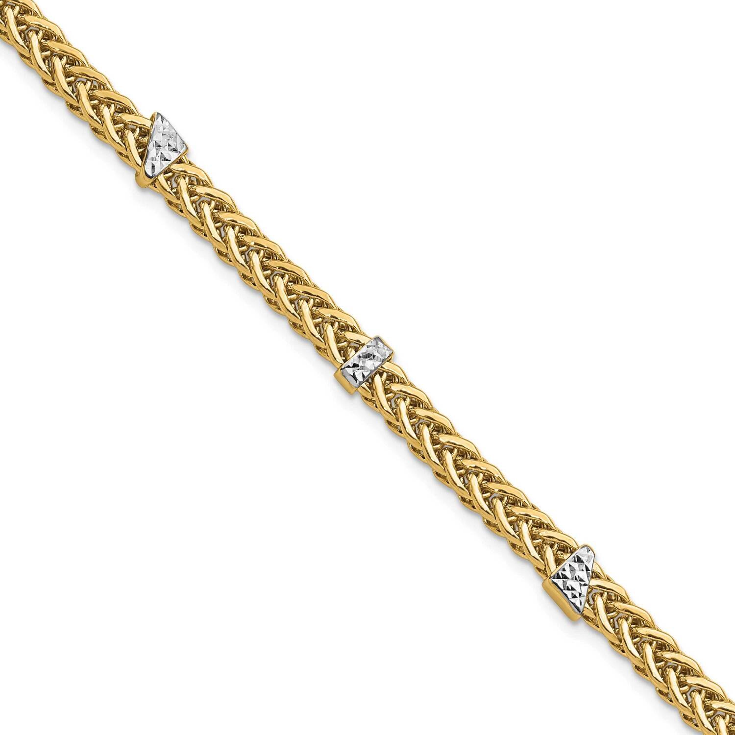 White Rhodium Polished Diamond-Cut Flat Wheat Bracelet 14k Gold SF2818-7.5, MPN: SF2818-7.5, 883957…