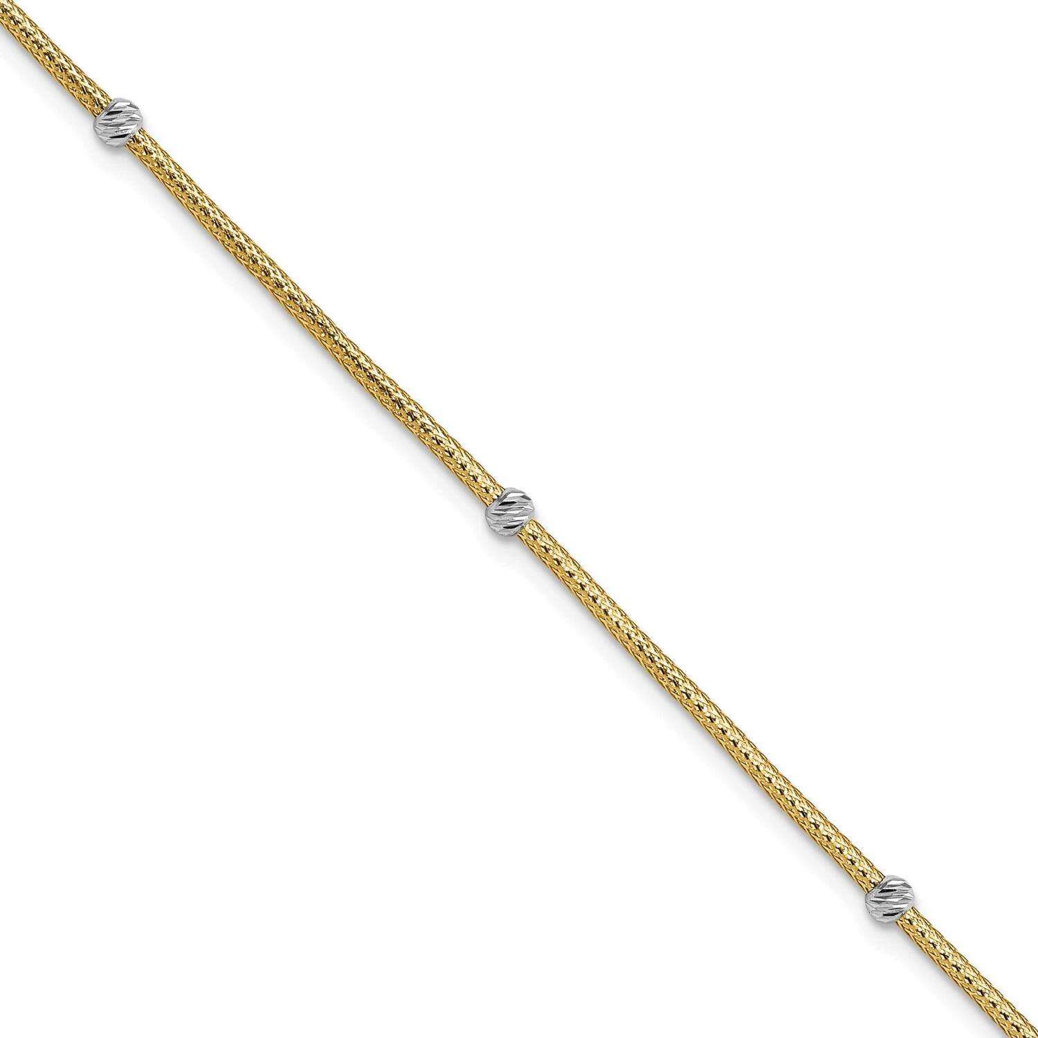 Gold Woven Flexible Diamond-Cut Beads Bracelet 14k Two-Tone Gold SF2825-7.25, MPN: SF2825-7.25, 883…