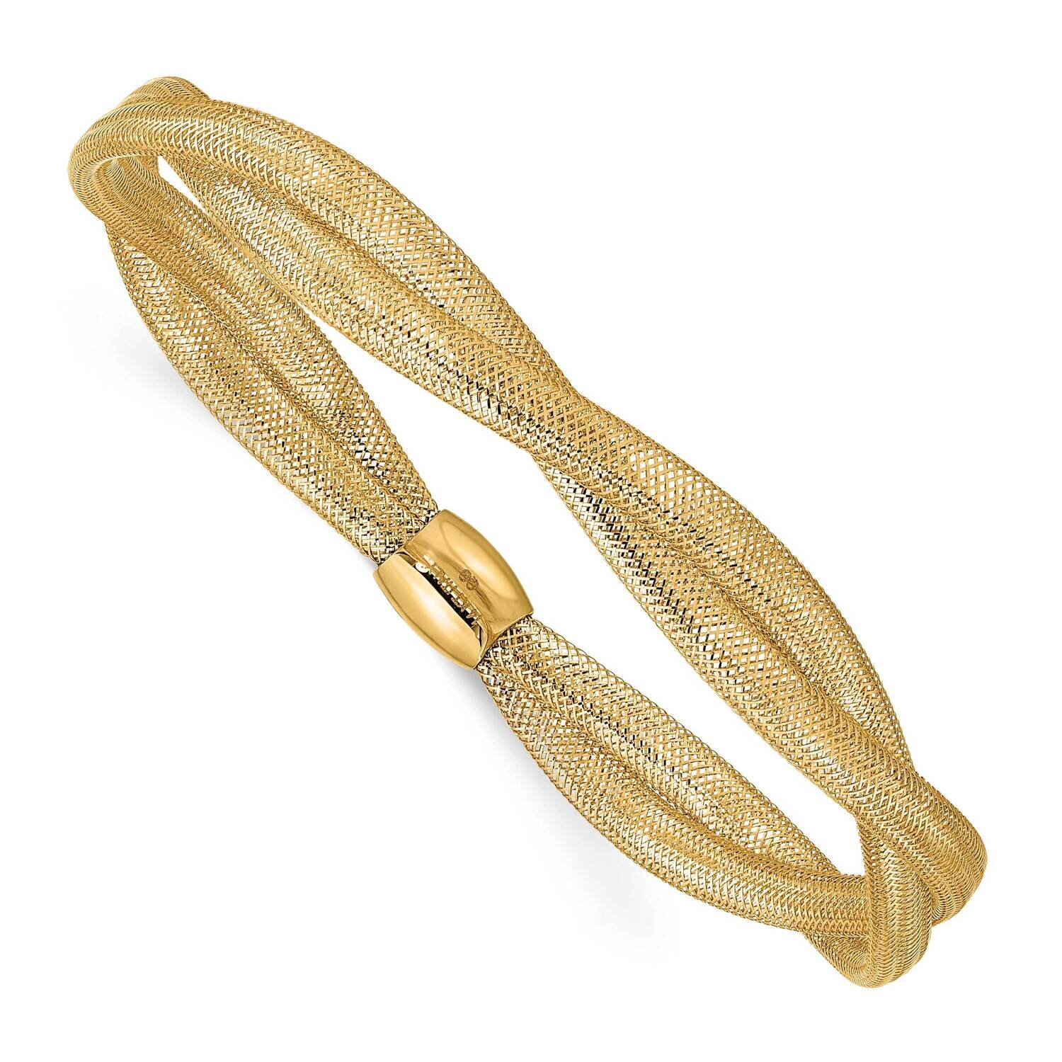 Twisted Woven Mesh Stretch Bracelet 14k Gold SF2826