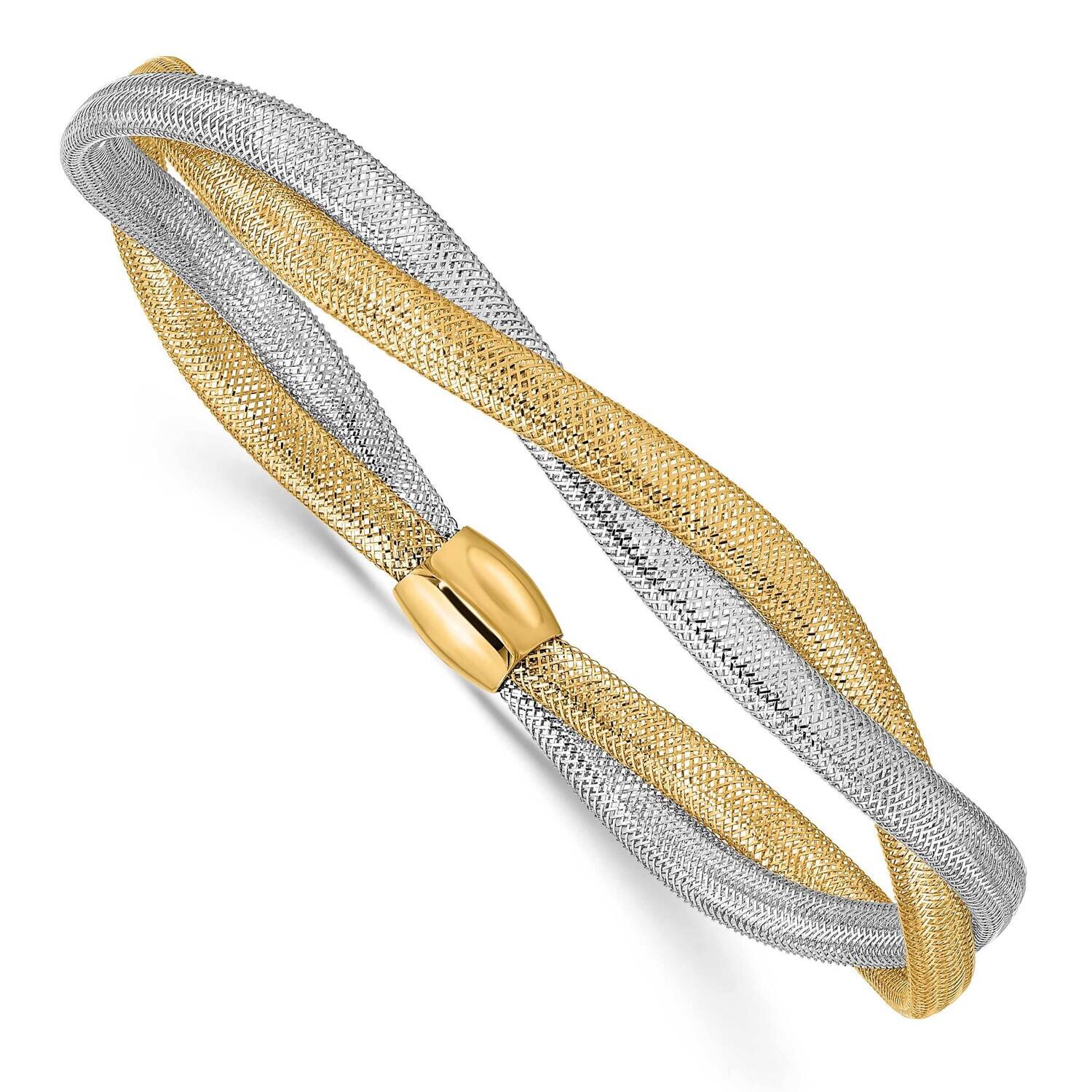 Twisted Woven Mesh Stretch Bracelet 14k Two-Tone Gold SF2827