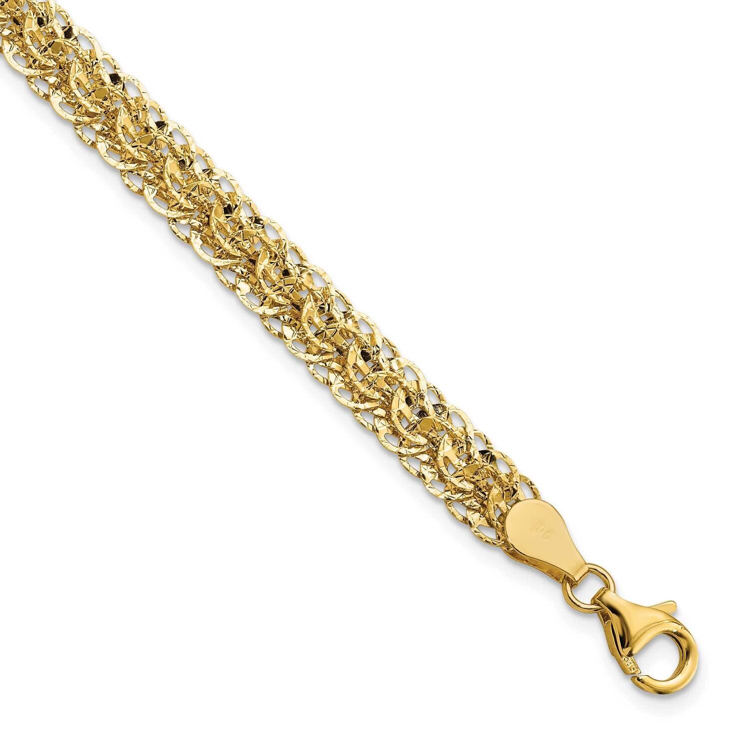 Diamond-Cut Fancy Link Bracelet 14k Gold Polished SF2837-7.5