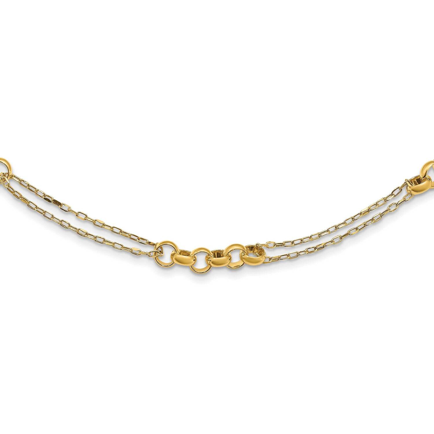 Fancy Link Double Strand Necklace 18 Inch 14k Gold SF2841-18