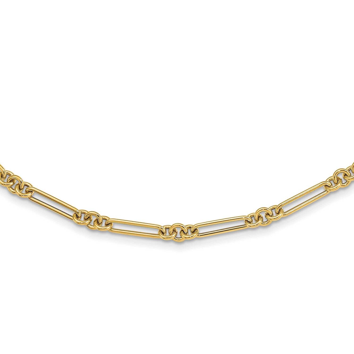 Fancy Link Necklace 17.5 Inch 14k Gold Polished SF2843-17.5