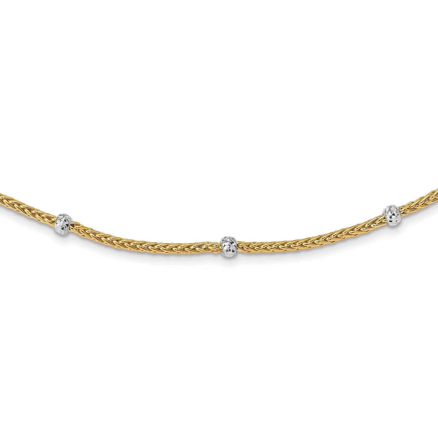 White Rhodium Polished Diamond-Cut Beaded Wheat Necklace 18 Inch 14k Gold SF2847-18, MPN: SF2847-18…