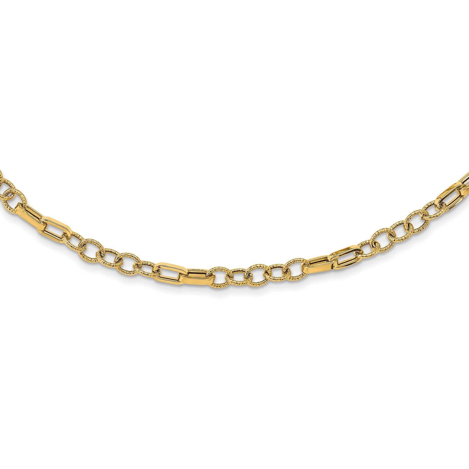 Textured Fancy Link 18 Inch Necklace 14k Gold Polished SF2850-18