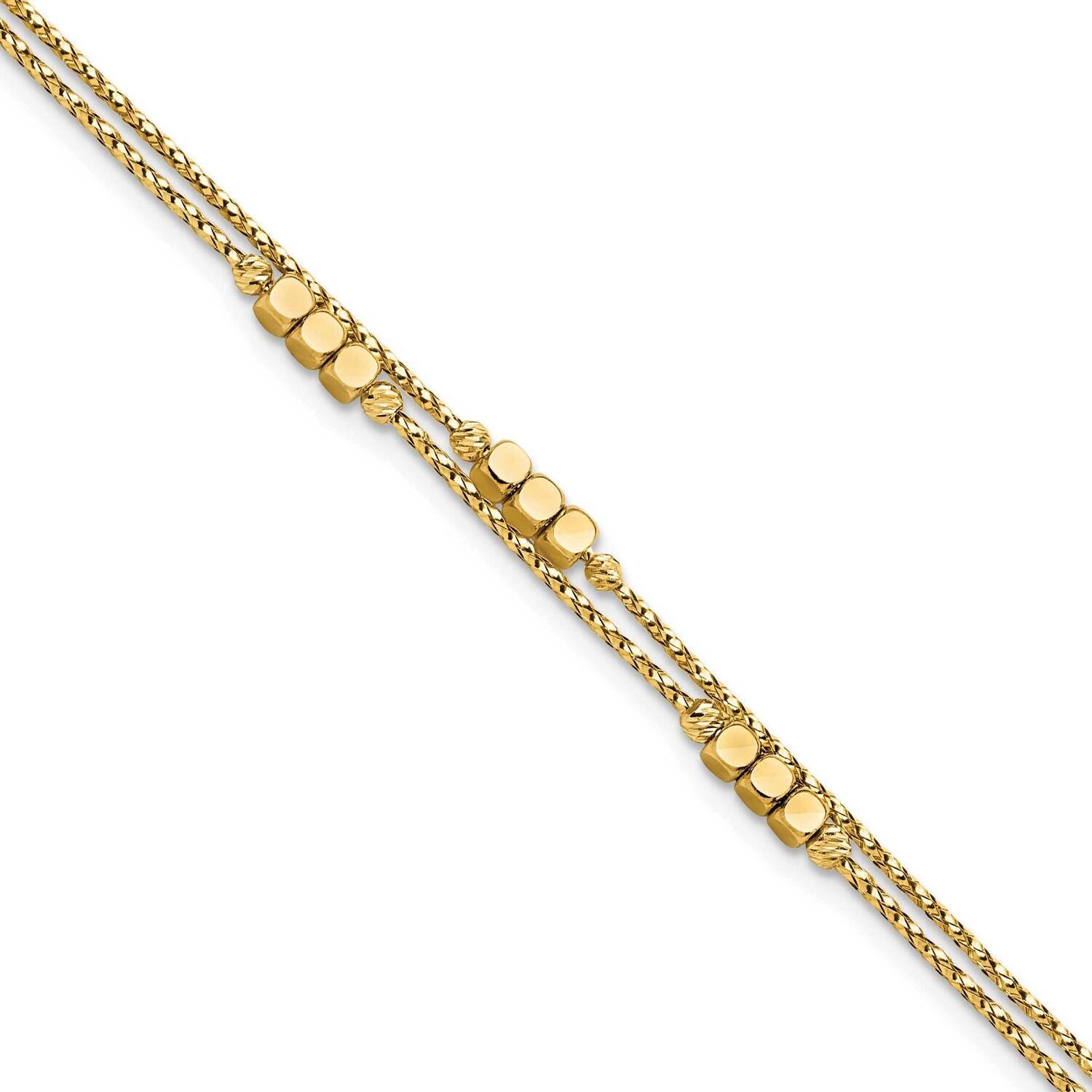 Diamond-Cut Beaded Double Strand Bracelet 14k Gold Polished SF2852-7.5