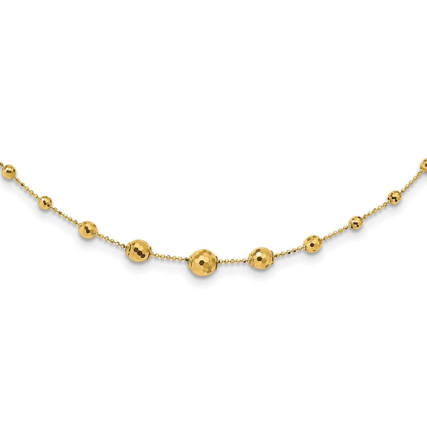 Textured Beaded 17 Inch Necklace 14k Gold Polished SF2859-17
