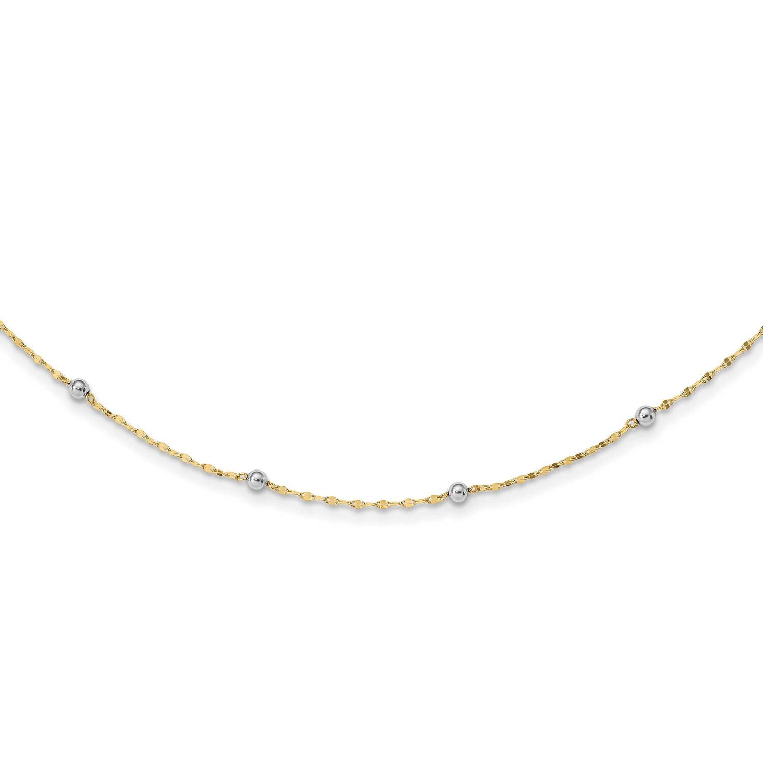 Polished Bead Fancy Necklace 17 Inch 14k Two-Tone Gold SF2862-17