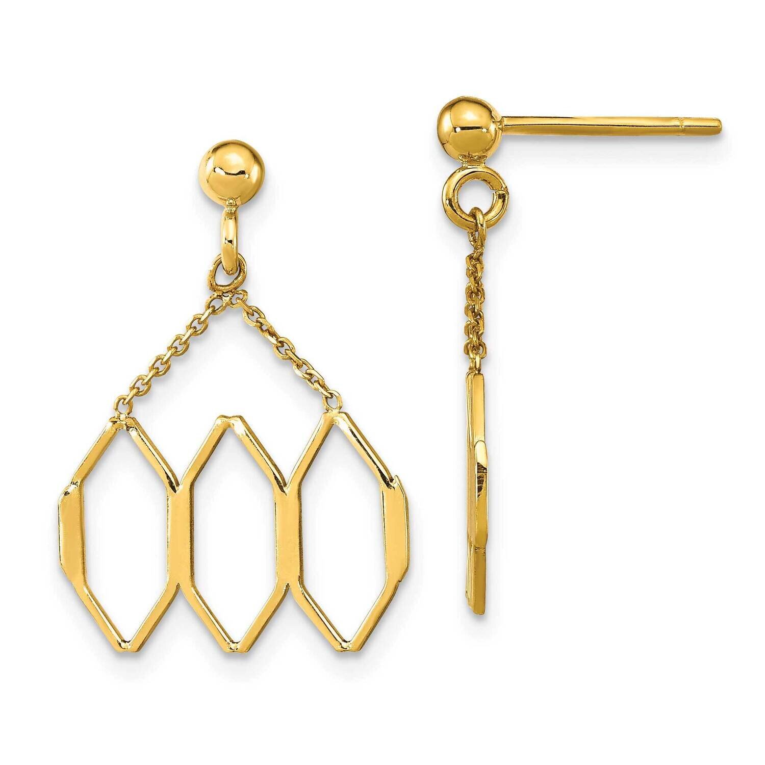 Fancy Shapes Dangle Post Earrings 14k Gold Polished SF2864, MPN: SF2864, 883957982014