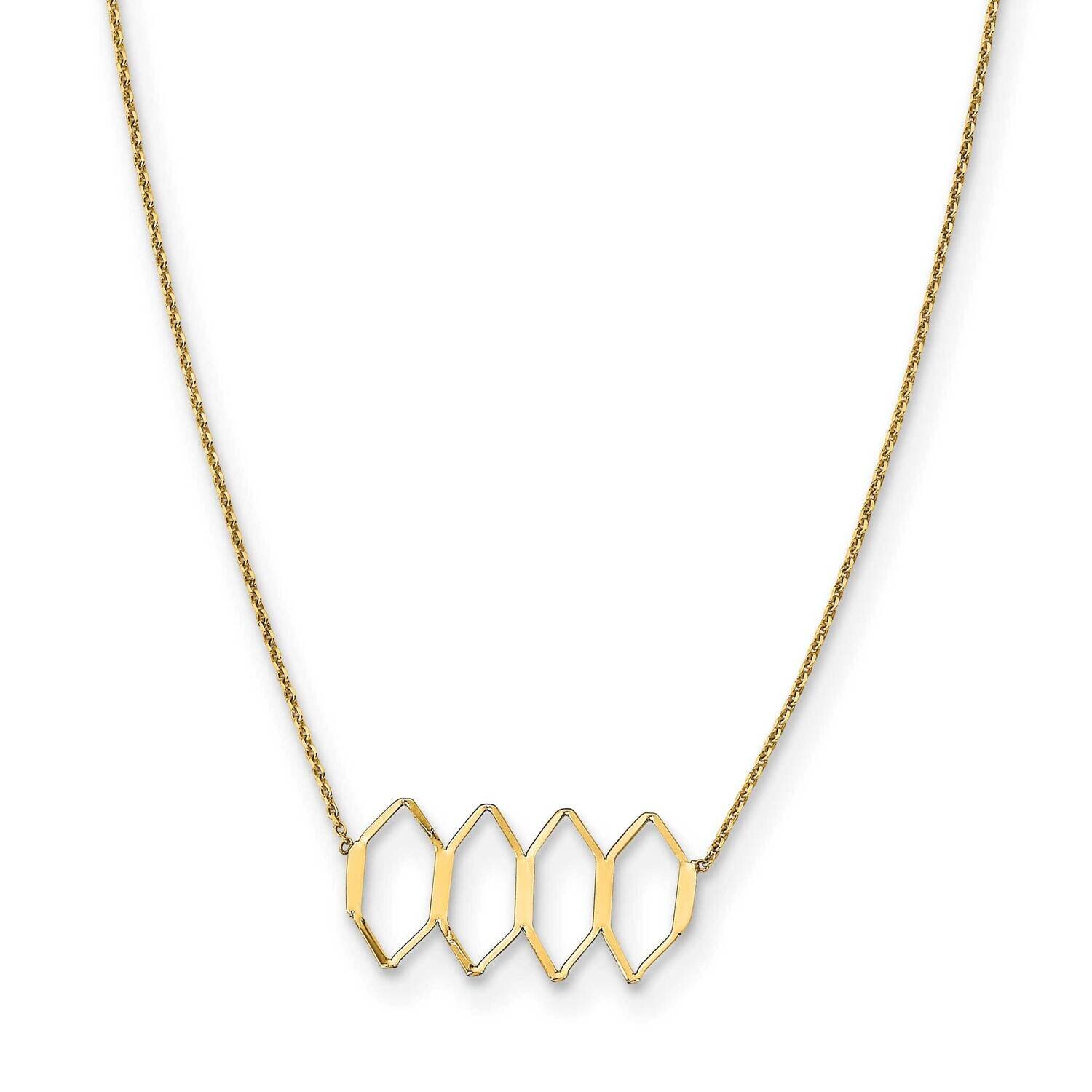 Fancy Shapes with 2 In Extender Necklace 18 Inch 14k Gold Polished SF2865-16