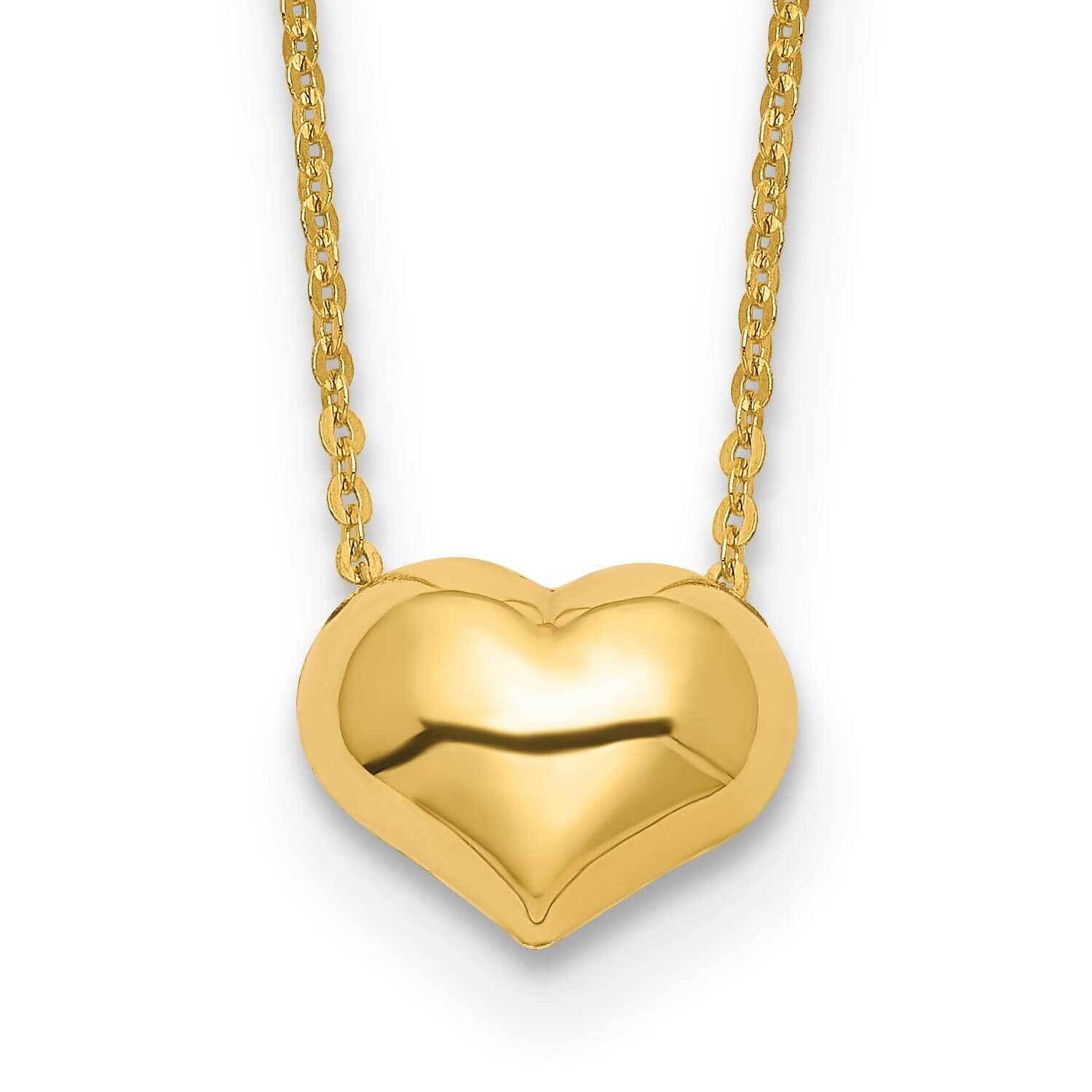 Puffed Heart 16.5 Inch Necklace 14k Gold Polished SF2871-16.5