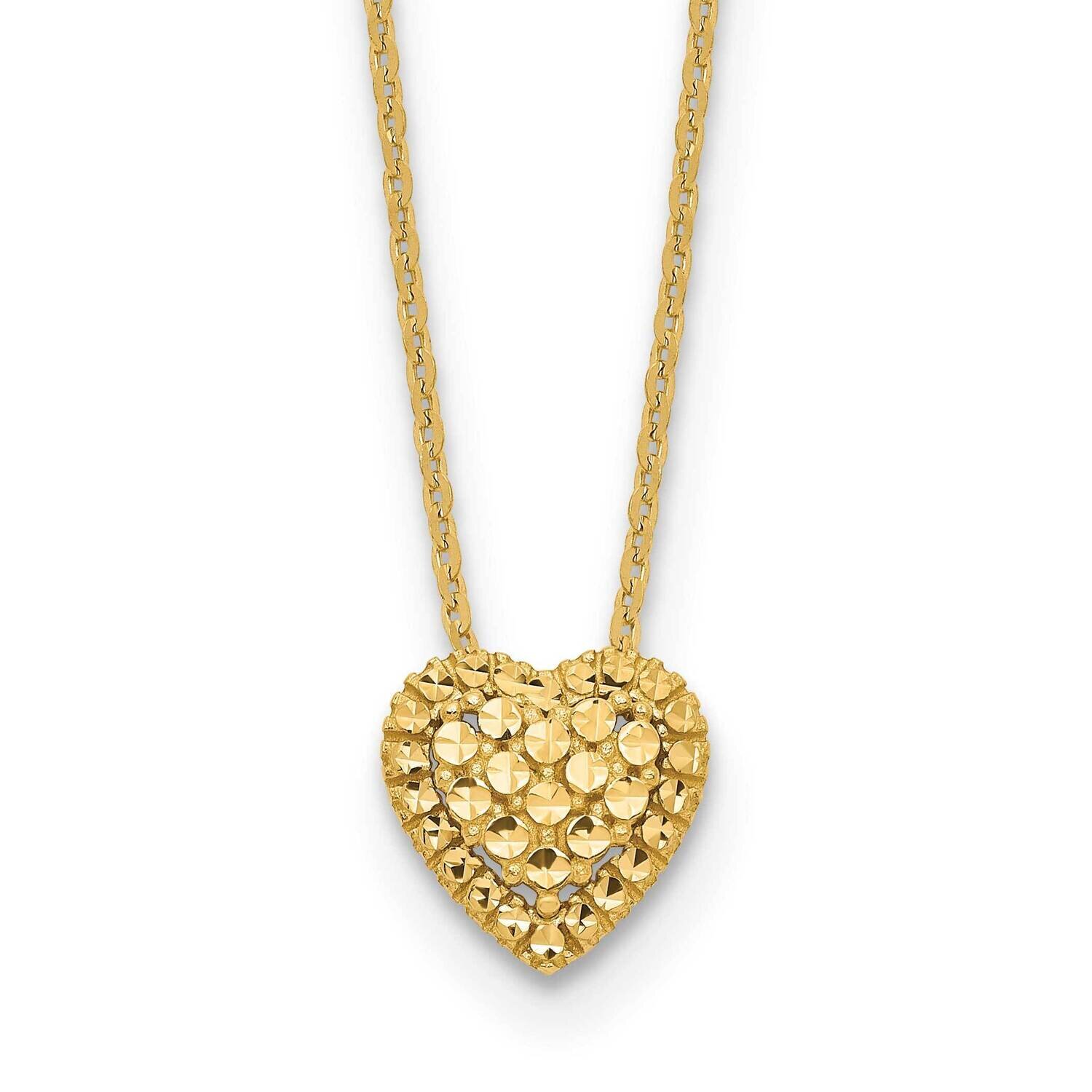 Diamond-Cut Heart Slide Necklace 18 Inch 14k Gold SF2880-18