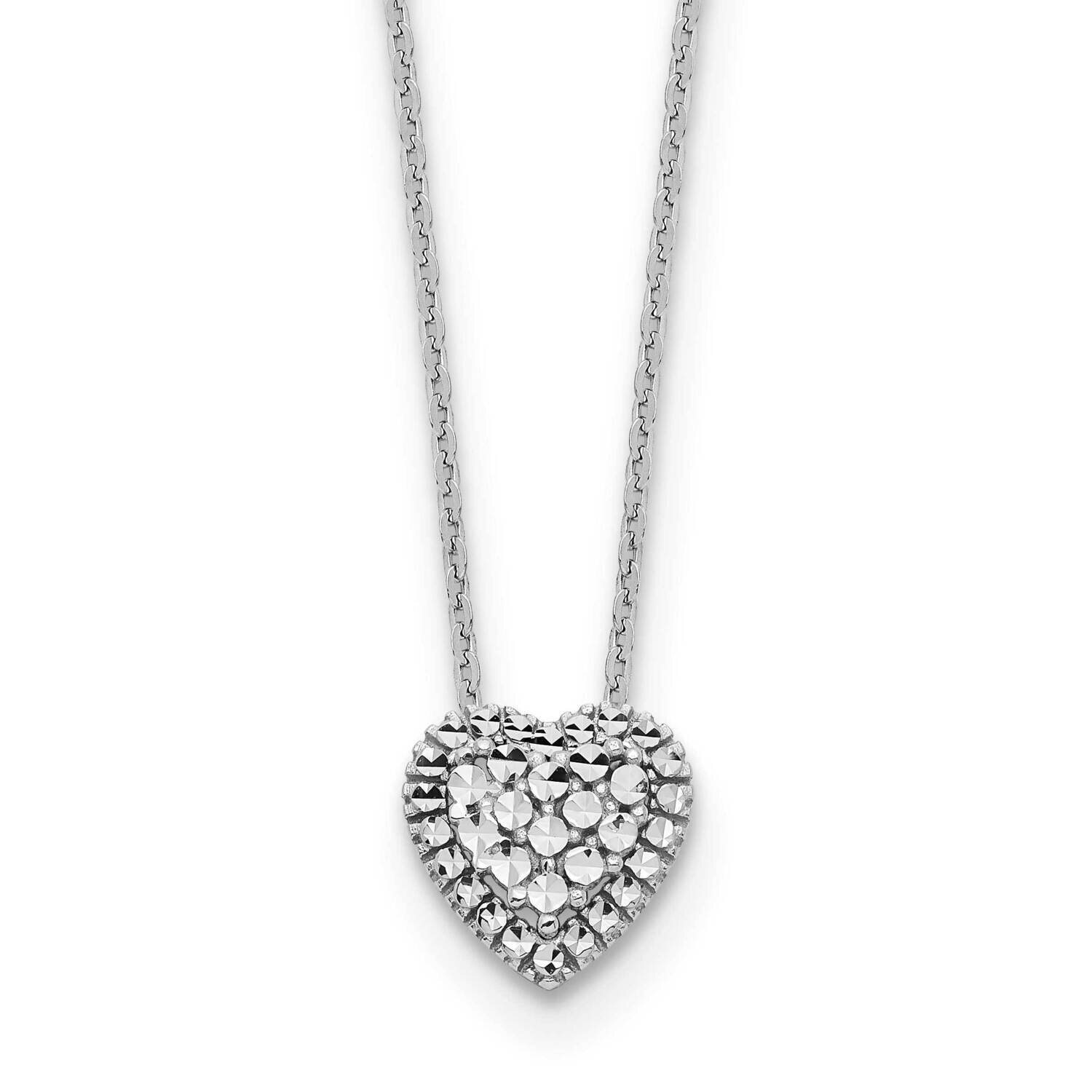 Diamond-Cut Heart Slide Necklace 18 Inch 14k White Gold SF2881-18
