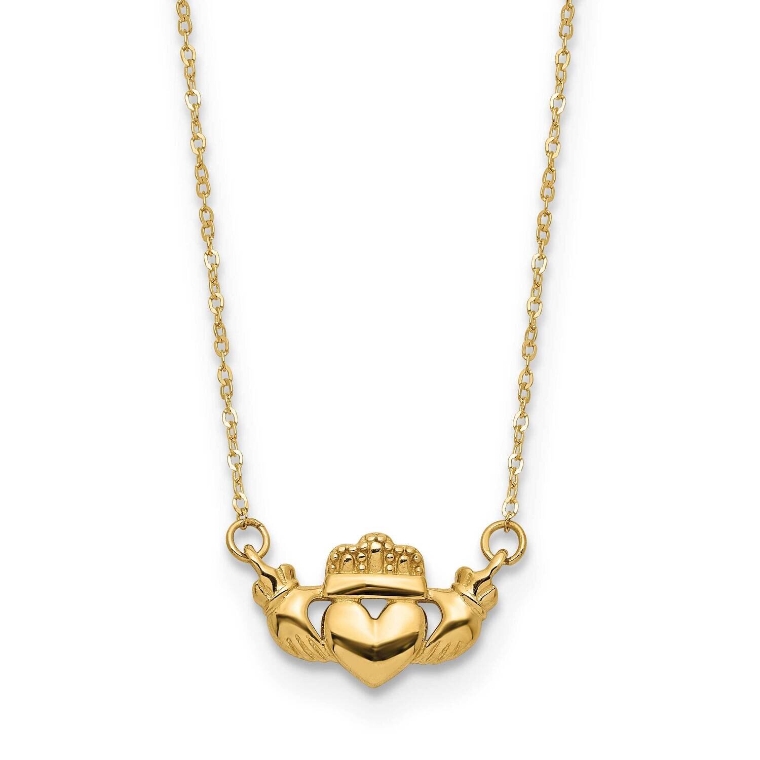 Claddagh 17 Inch Necklace 14k Gold Polished SF2885-17