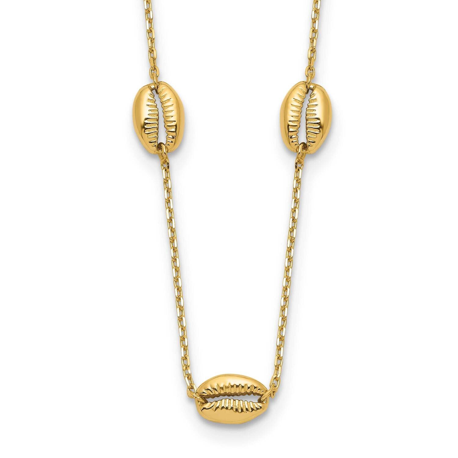 5-Station Shell 18 Inch Necklace 14k Gold SF2895-18