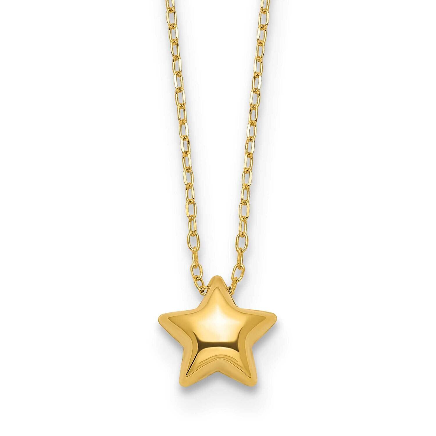 Puffed Star 16.5 Inch Necklace 14k Gold Polished SF2898-16.5