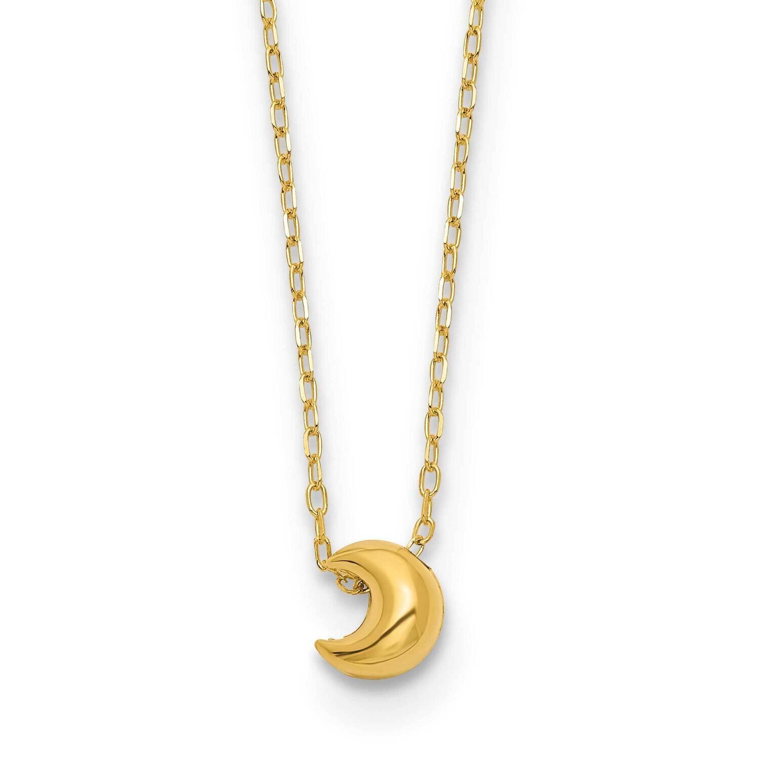 Puffed Moon 16.5 Inch Necklace 14k Gold Polished SF2899-16.5