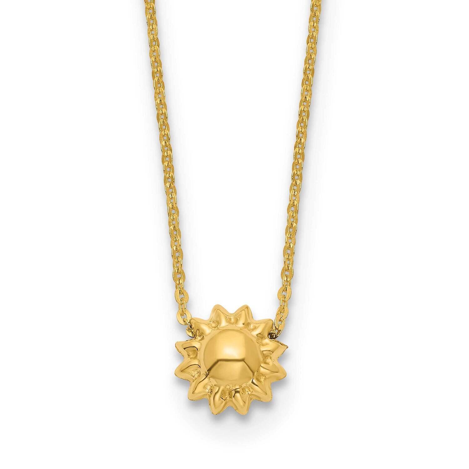 Puffed Sun 16.5 Inch Necklace 14k Gold Polished SF2900-16.5
