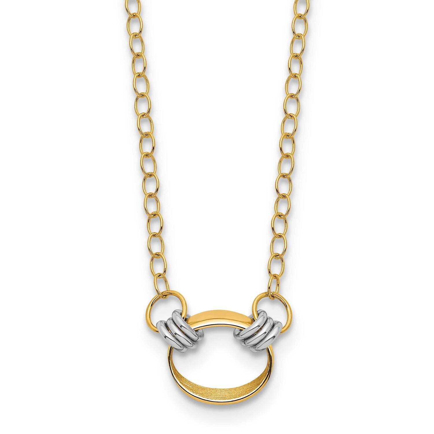 Satin Circle Necklace 17 Inch 14k Two-Tone Gold Polished SF2905-17