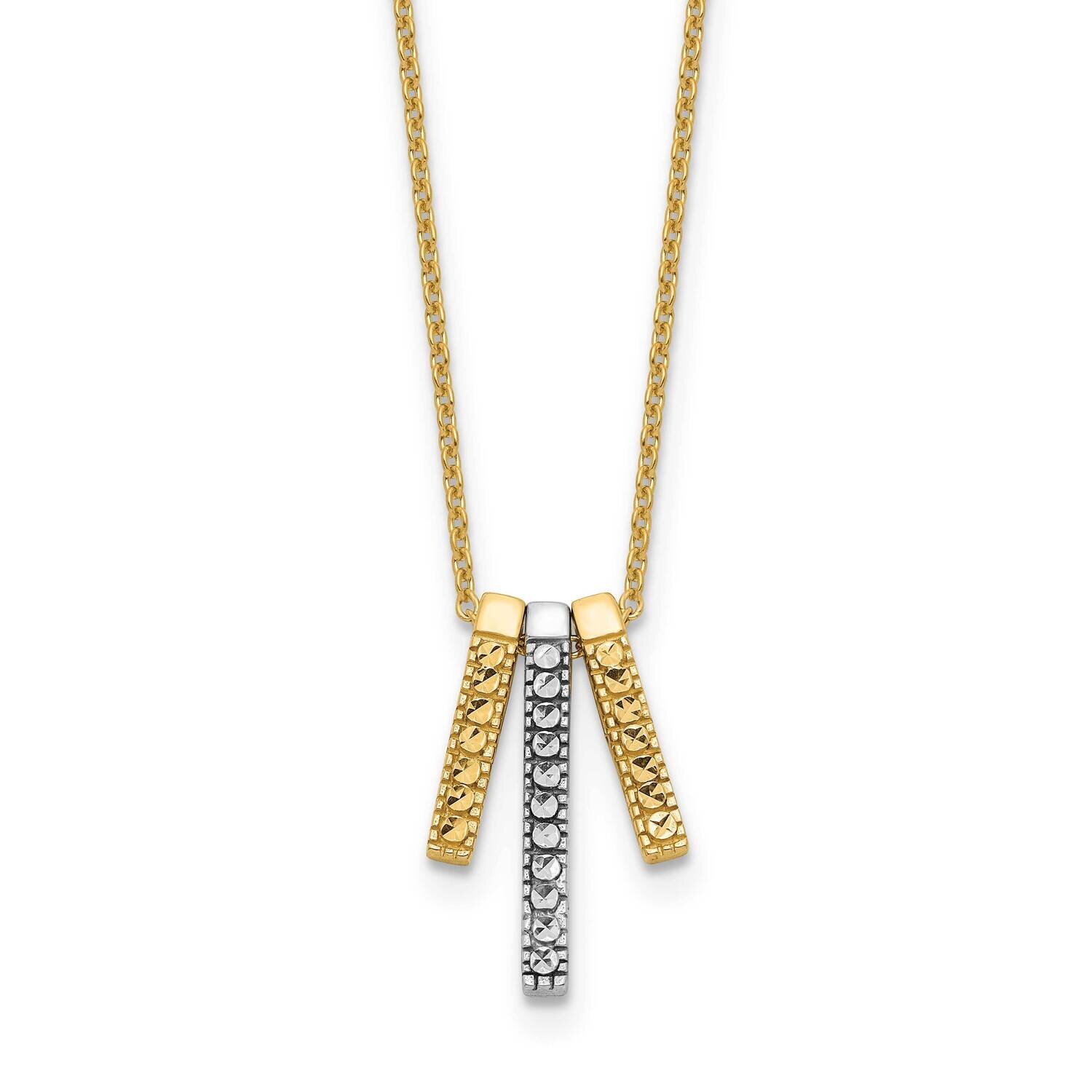 Diamond-Cut Bars 17 Inch Necklace 14k Two-Tone Gold Polished SF2906-17