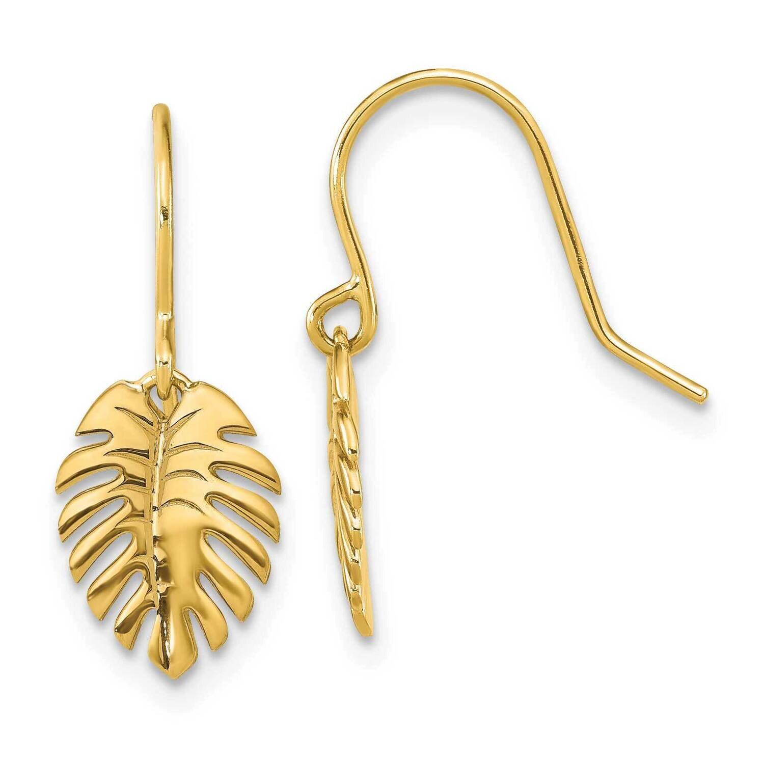 Palm Leaf Dangle Earrings 14k Gold Polished SF2923E, MPN: SF2923E, 883957982144