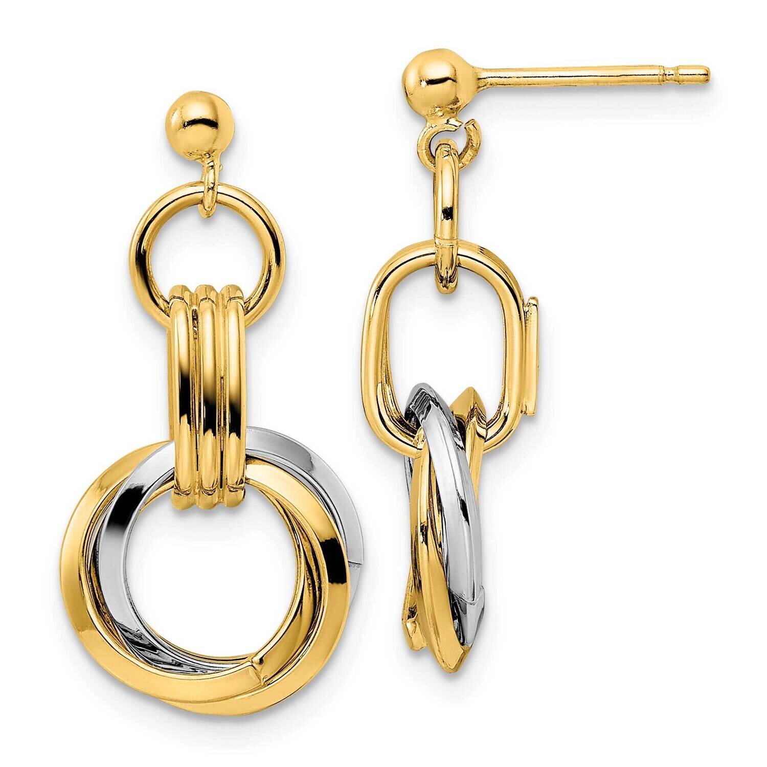 Intertwined Circles Post Dangle Earrings 14k Two-Tone Gold Polished SF2925E, MPN: SF2925E, 88395798…