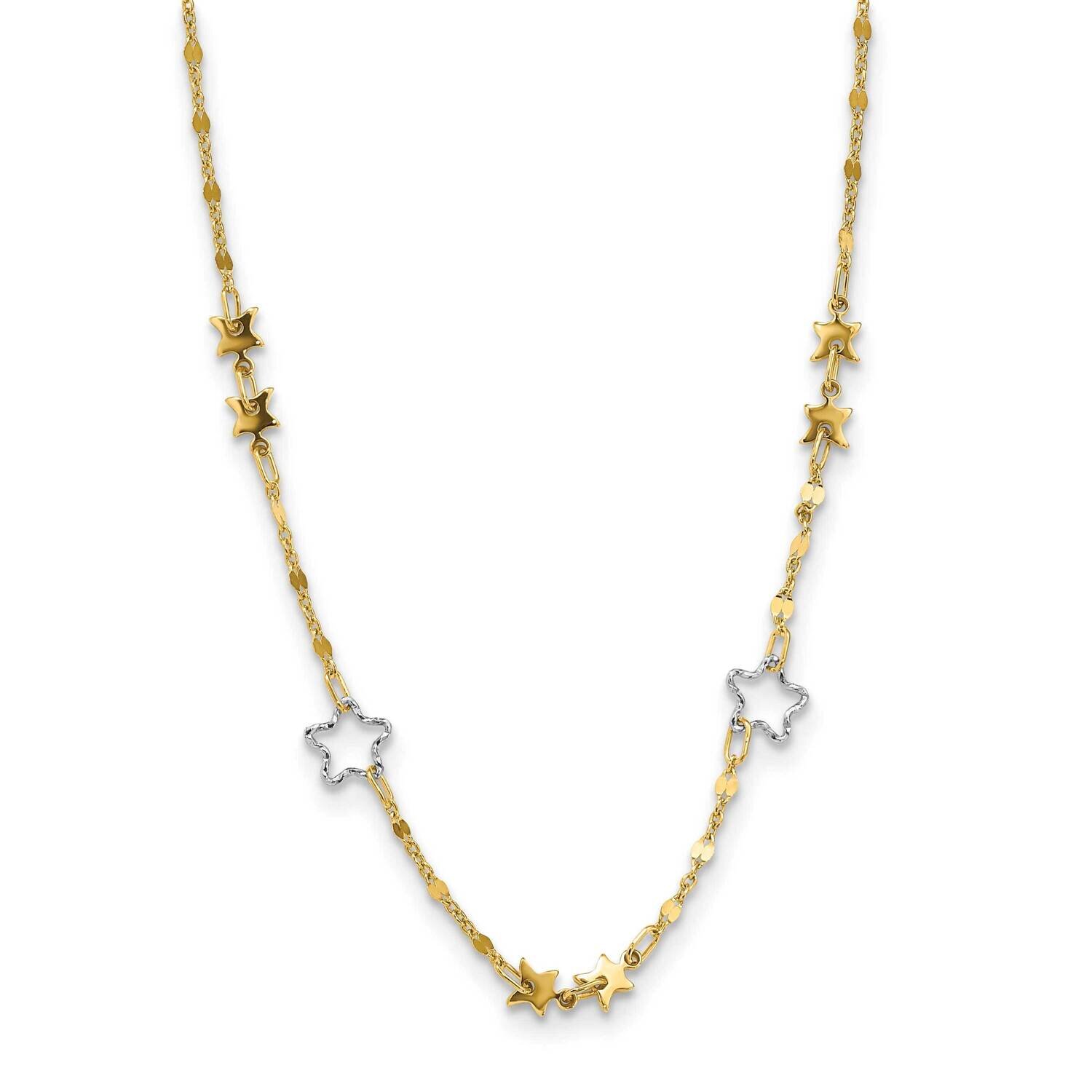 Star Necklace 17 Inch 14k Two-Tone Gold Polished SF2927-17