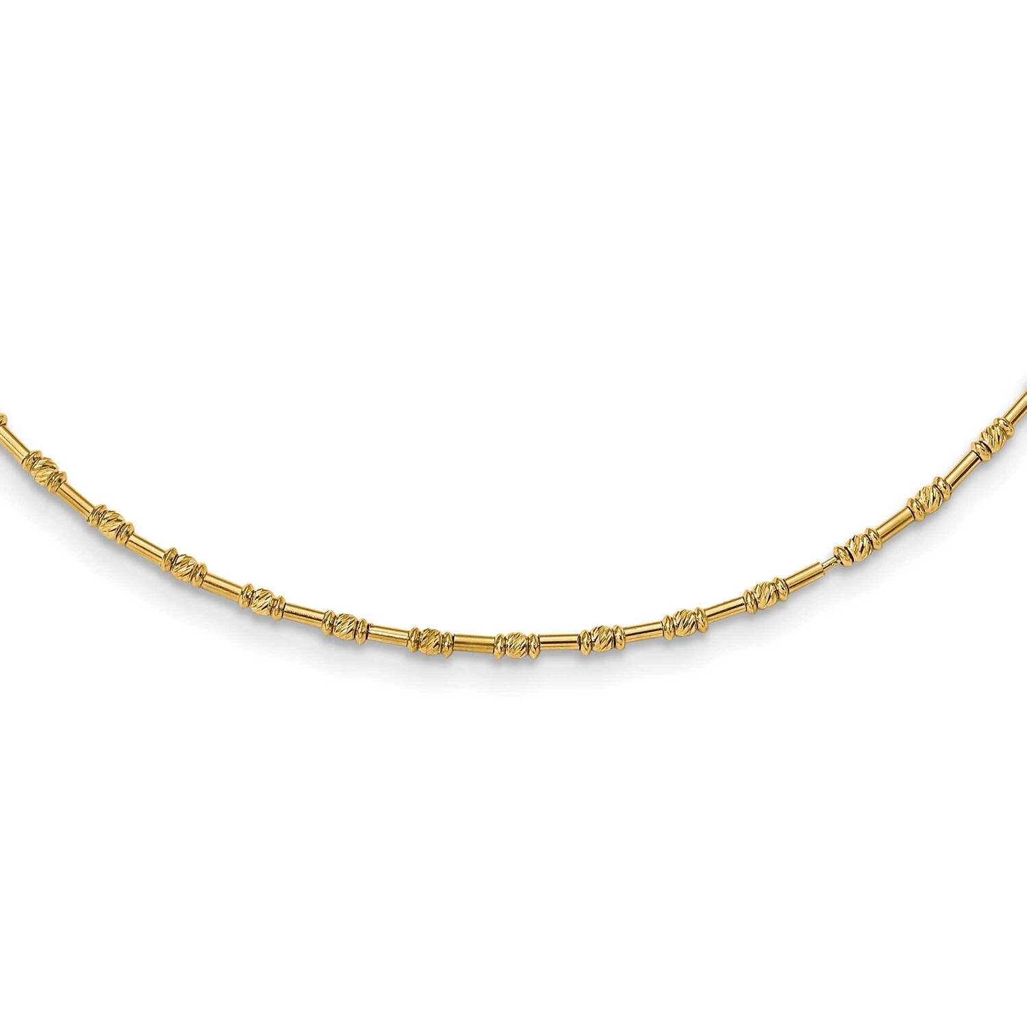 Diamond-Cut Fancy Beaded 17 Inch Necklace 14k Gold Polished SF2930-17