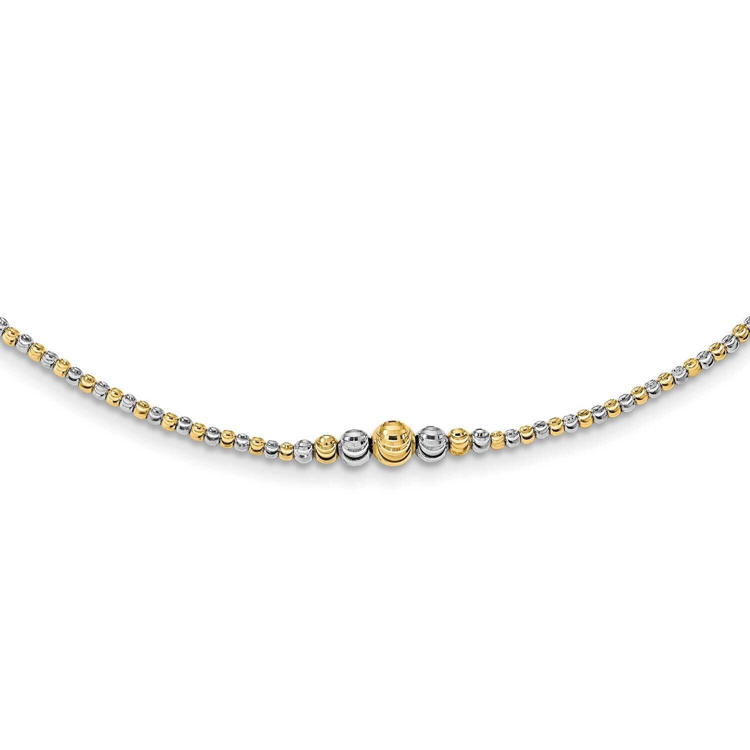 Diamond-Cut Beaded 17 Inch Necklace 14k Two-Tone Gold Polished SF2931-17