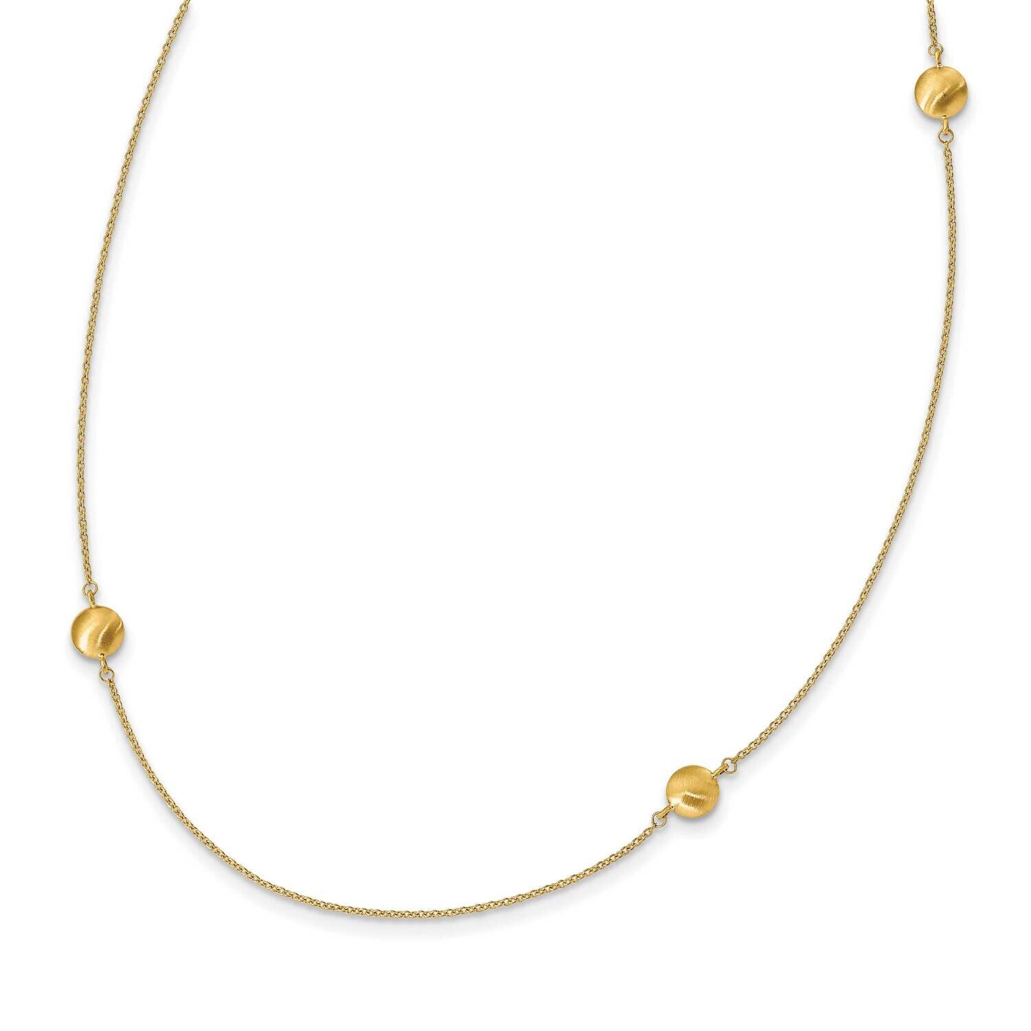 Brushed and Polished 8 Station Fancy 36 Inch Necklace 14k Gold SF2935-36