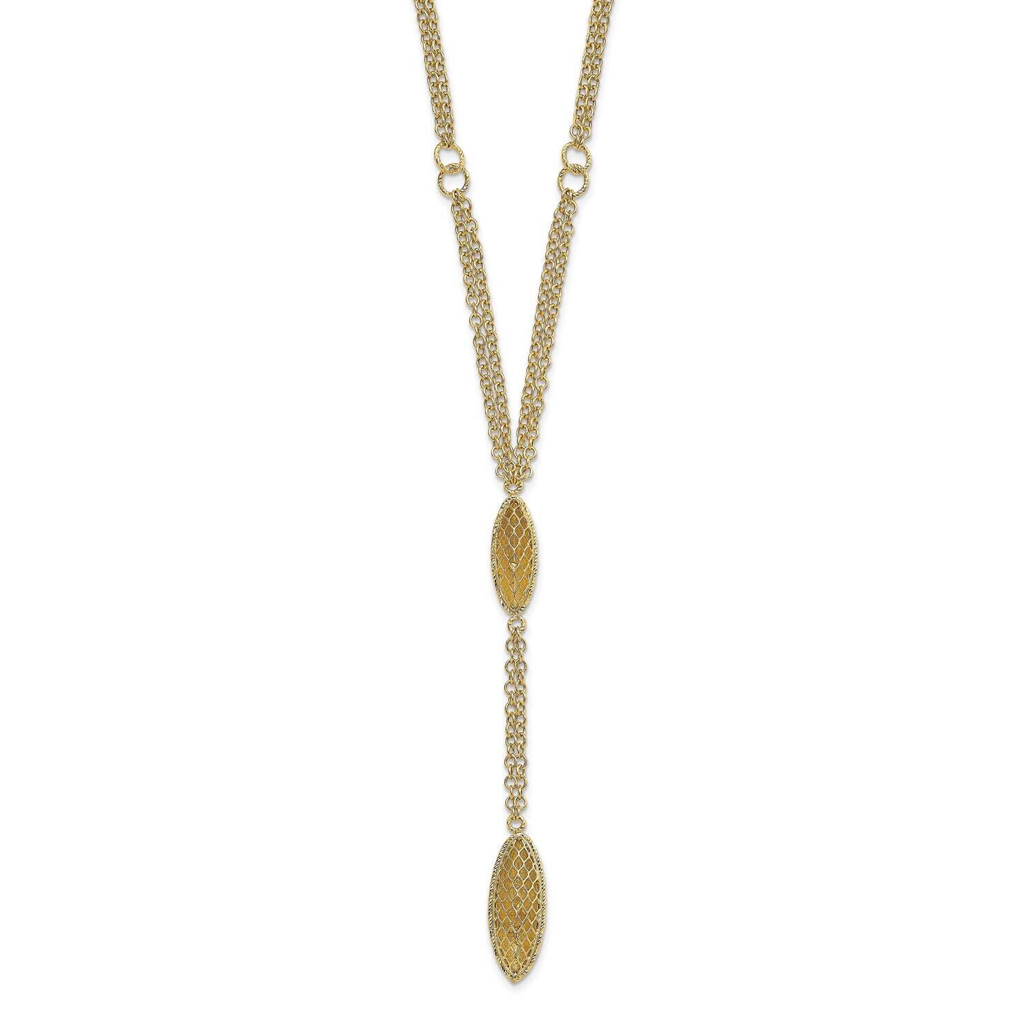Fancy Y Diamond-Cut Drop with 1 Inch Extender Necklace 16.75 Inch 14k Gold SF2938-16.75