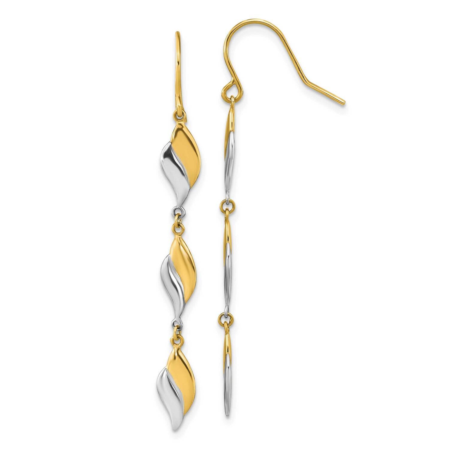 Wavy Dangle Earrings 14k Two-Tone Gold Polished SF2939E, MPN: SF2939E, 883957982335