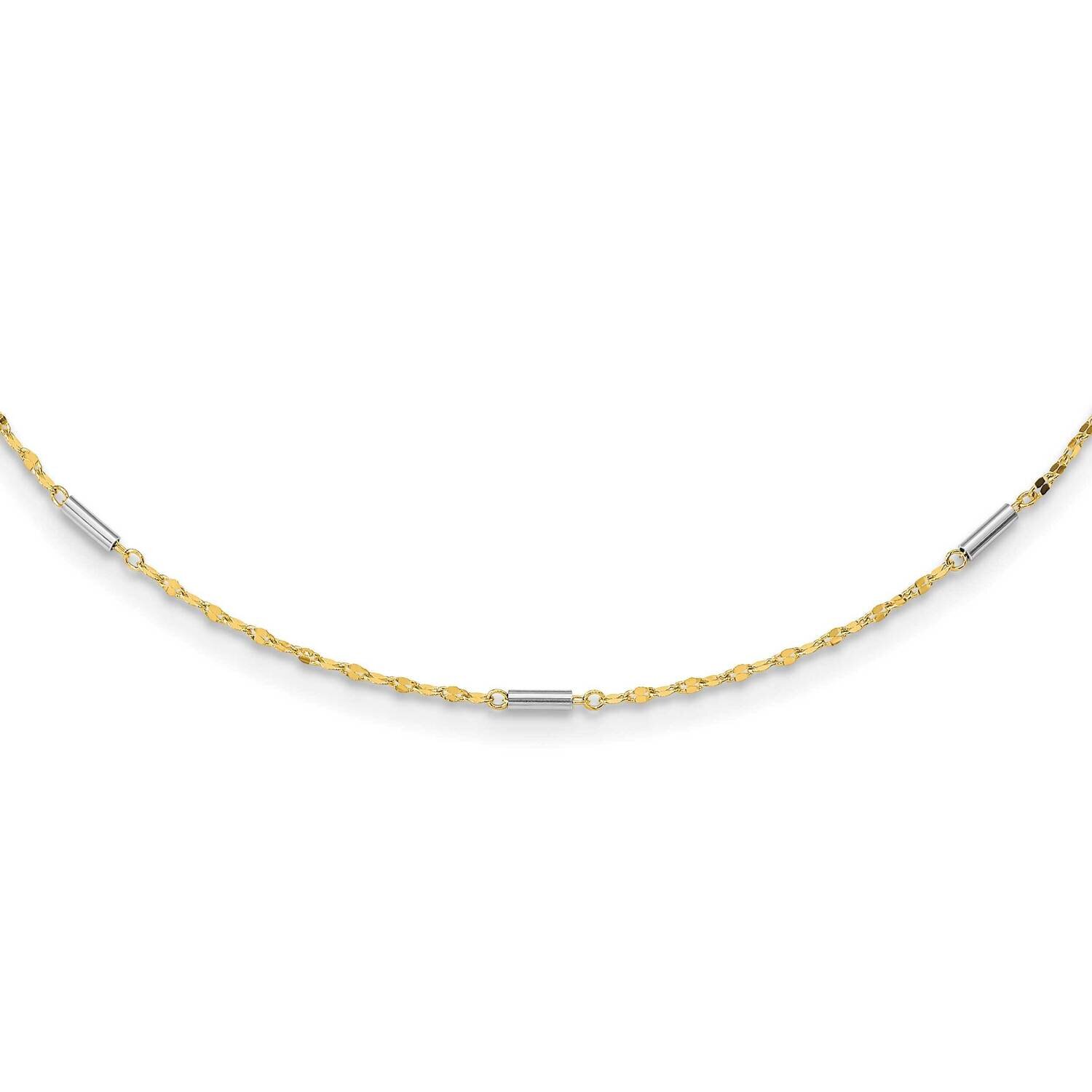 Diamond-Cut Mini Bar Links Fancy Necklace 18 Inch 14k Two-Tone Gold SF2953-18