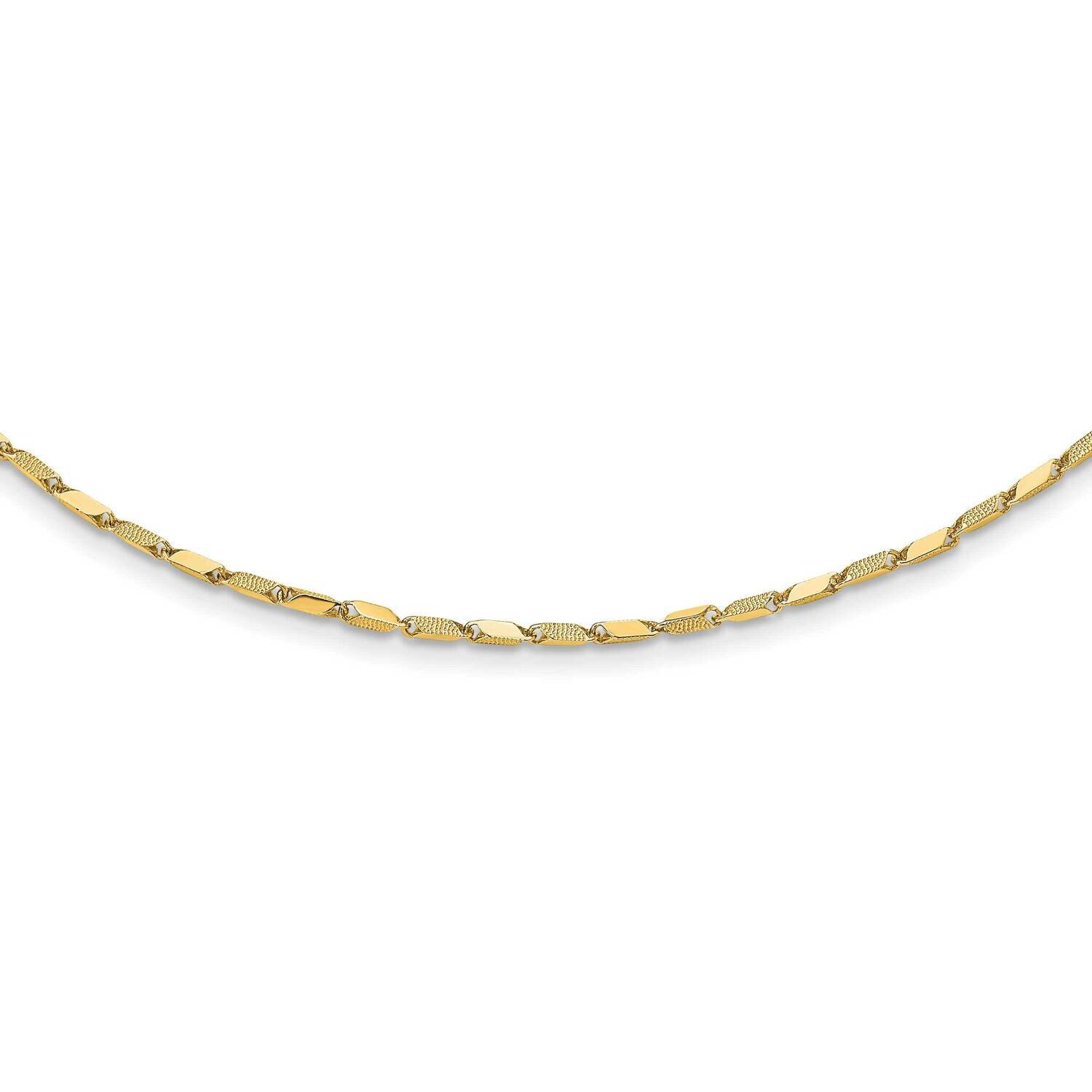 Textured Fancy Link 17 Inch Necklace 14k Gold Polished SF2955-17