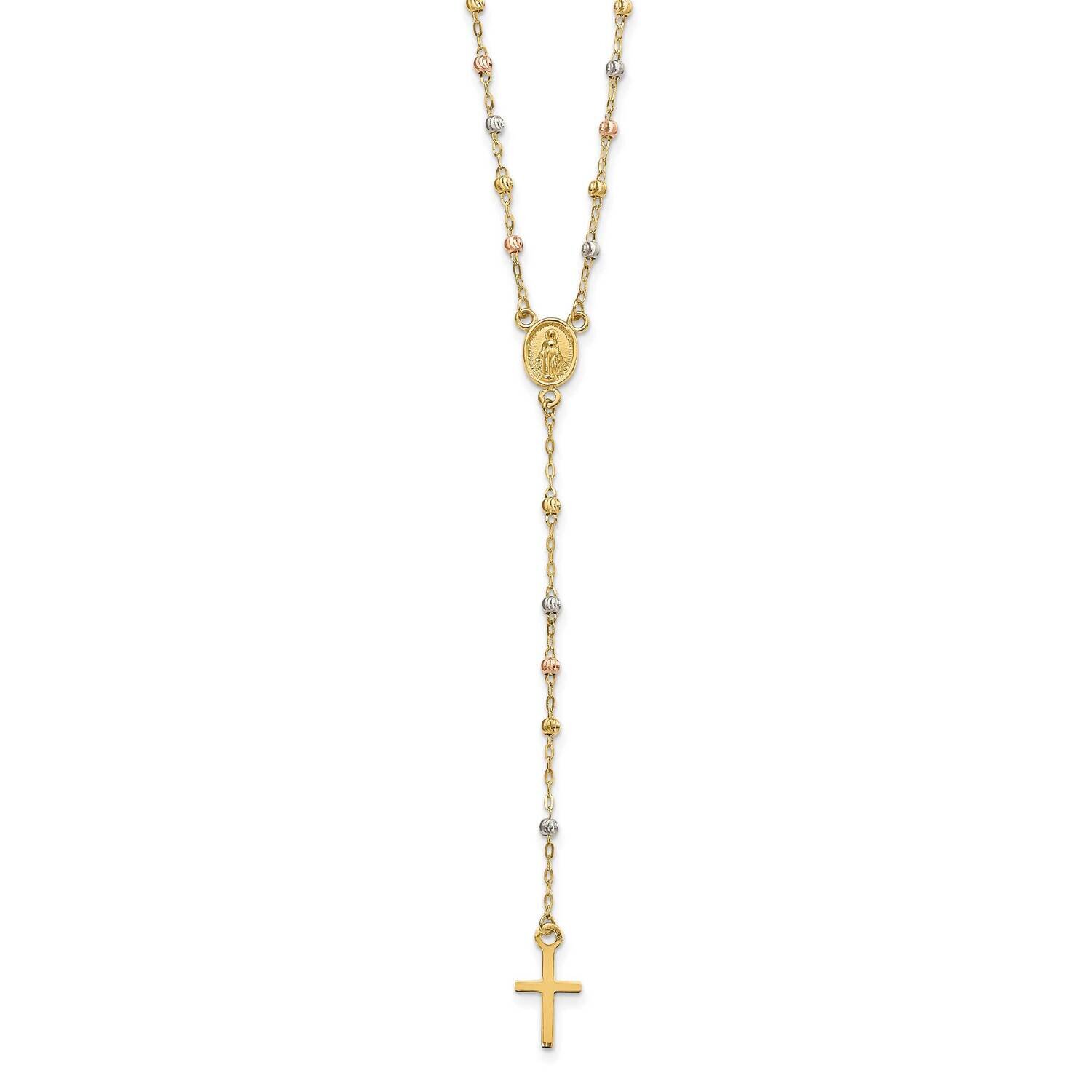 Rosary Necklace 17 Inch with 3 In Ext 17 Inch 14k Tri-Color Gold SF2959-17
