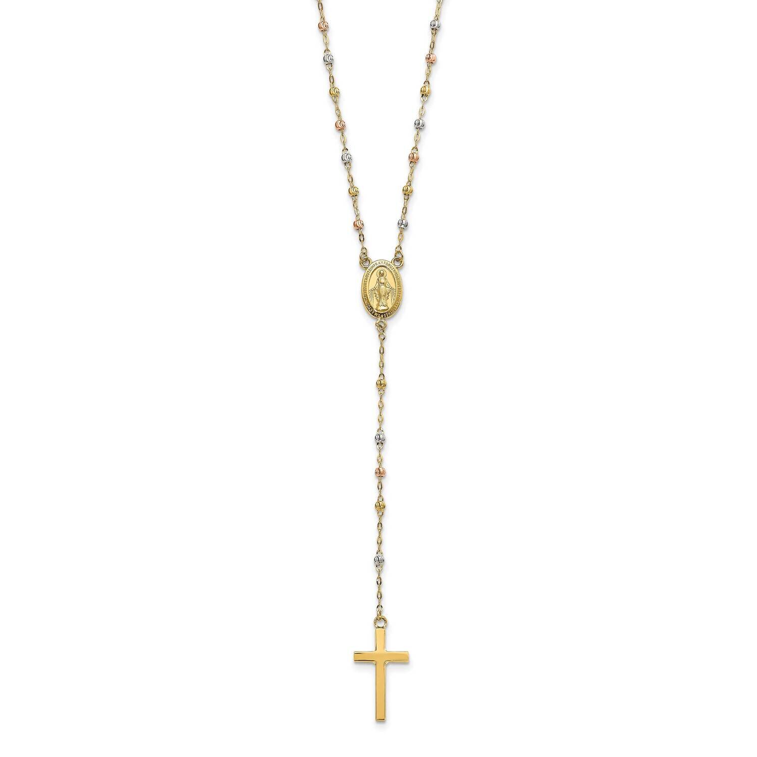 Rosary Necklace 17 Inch with 3 In Ext 17 Inch 14k Tri-Color Gold SF2960-17