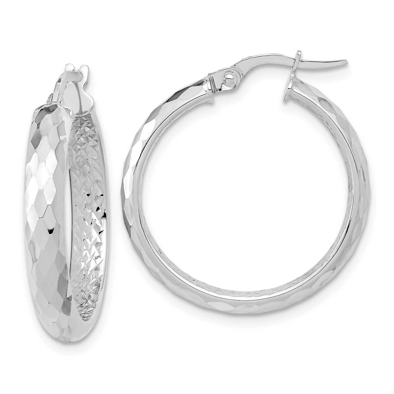 Textured Diamond-Cut Inside Fancy Hoop Earrings 14k White Gold Polished TC1025W, MPN: TC1025W, 8839…