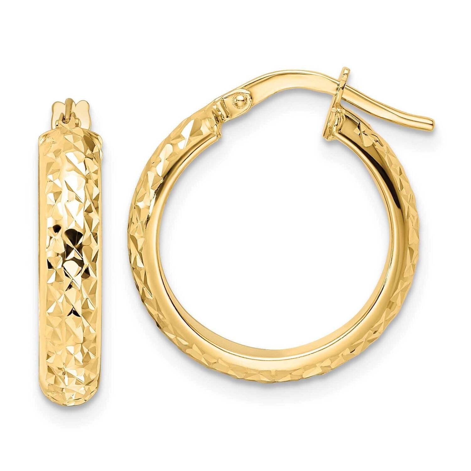 Diamond Cut Hoop Earrings 14k Gold Polished TC1029, MPN: TC1029, 883957982748