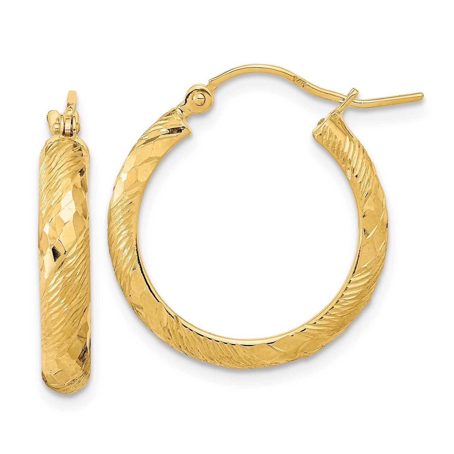 Textured Fancy Pattern Hoop Earrings 14k Gold Polished TC1032, MPN: TC1032, 883957982885