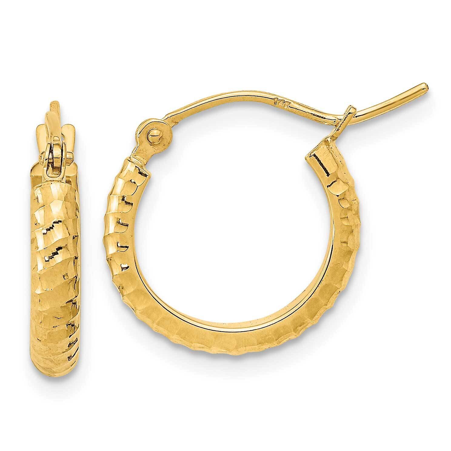 Textured Hoop Earrings 14k Gold Polished TC1035