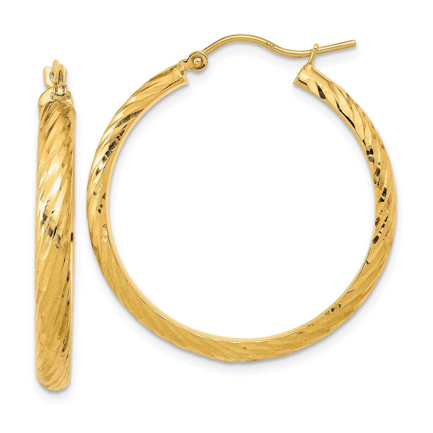 Twist Pattern Hoop Earrings 14k Gold Polished TC1036, MPN: TC1036, 883957982977