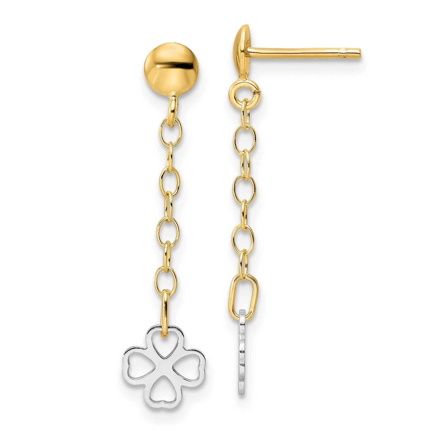 Dangle Flower Earrings 14k Two-Tone Gold Polished TE963